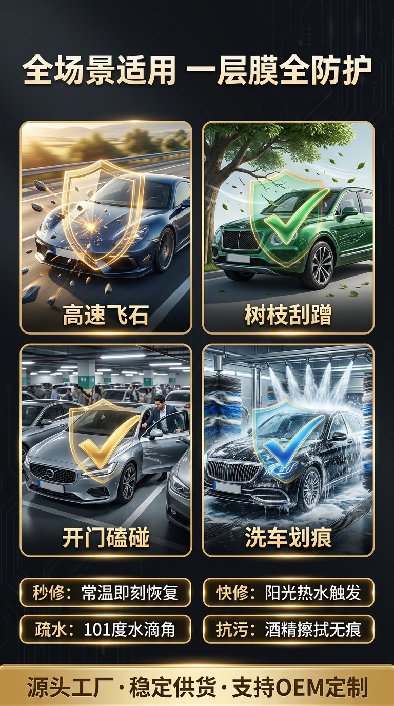 Quick-repair car TPU invisible car film hydrophobic paint protection film anti-scratch self-healing coating direct sales from manufacturer cross-border