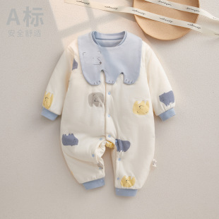 Baby quilted jumpsuit autumn and winter newborn clothes baby warm winter spring and autumn thickened romper romper