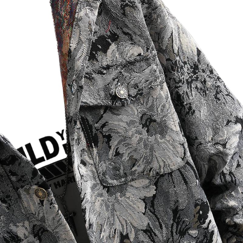Men's Shirt Spring Autumn Denim Stylish Jacket Loose Jacquard Light Luxury European American Trend Designer Retro Coat_voghion.com