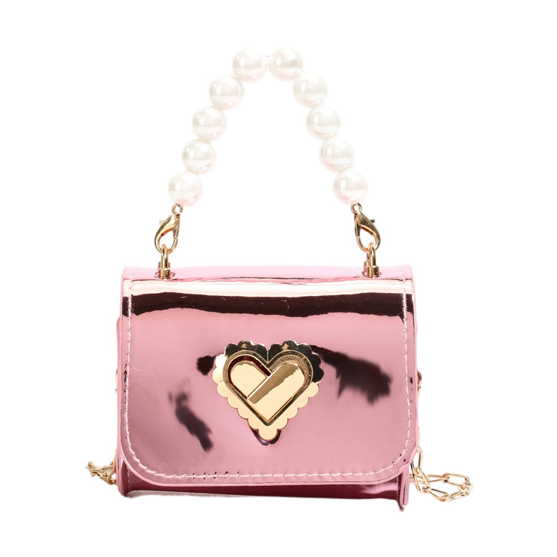 Bolsa de mano de niña de perlas de estilo extranjero dulce amor brillante bolso de cadena de chicas coreana nuevo bolso de niños