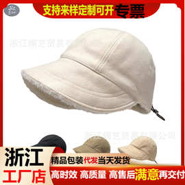 围秋冬保暖毛绒渔夫帽韩版双面戴马术帽休闲百搭鸭舌帽跨境热销