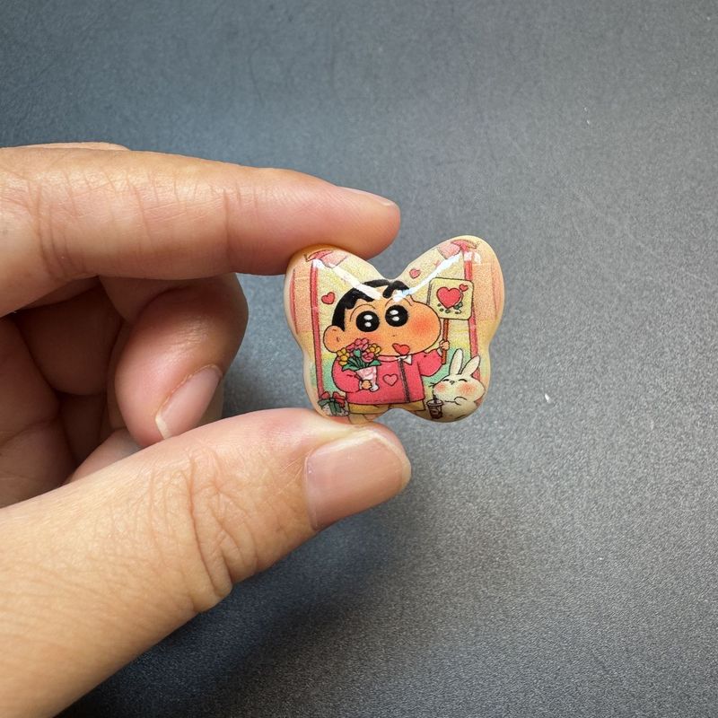 竖孔UV双面彩印卡通蝴蝶DIY手工串珠串笔钥匙链发绳饰品配件材料|undefined