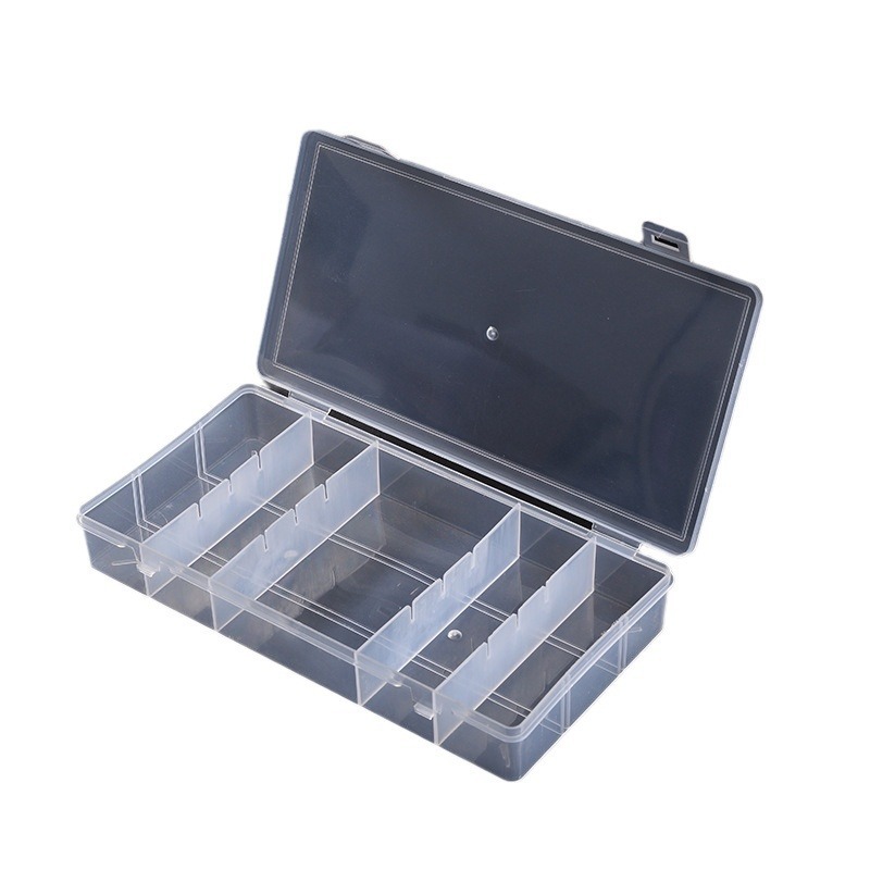 透明なサイズと複数の仕様 5 コンパートメントプラスチックボックスハードウェアツールボタンビーズジュエリー防塵包装整理ボックス|undefined