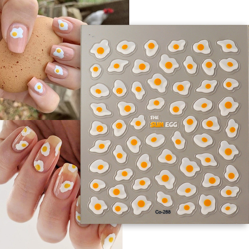Source Factory Fried Egg Nail Stickers Jelly Craft Simulation Food Fried Egg Decals Nail Art Decorations Wholesale in Stock Source Factory Fried Egg Nail Stickers Jelly Craft Simulation Food Fried Egg Decals Nail Art Decorations Wholesale in Stock
