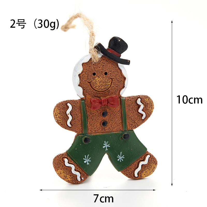 Resina de madera de jengibre hombre pequeño colgante de Navidad árbol de Navidad decoración colgante simulación pequeña galleta hombre colgante