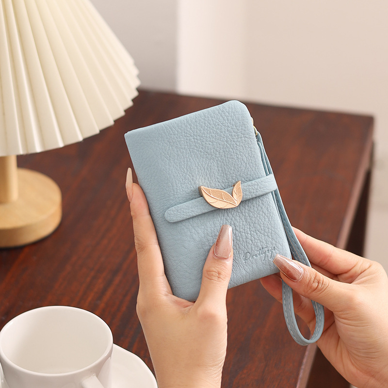 2026 Autumn New Women's Short Wallet Korean Style Pu Simple Versatile Multifunctional Handbag Fashion Wrist Strap