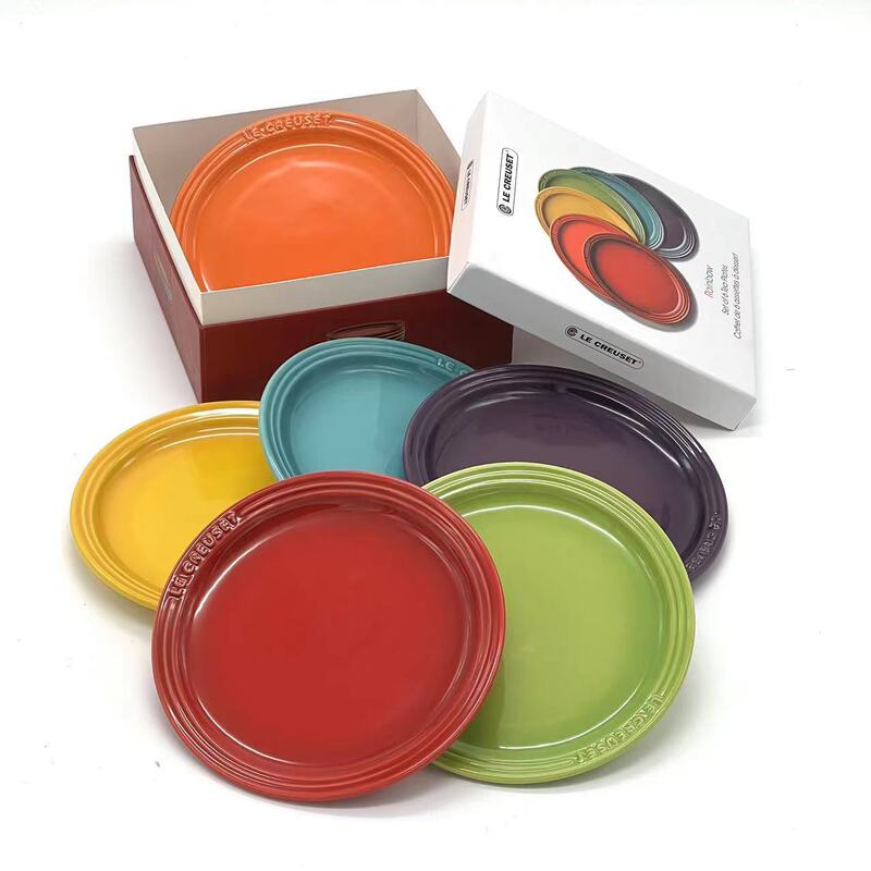 French-Style Steak Plate 18/23cm Rainbow Ceramic Shallow Plate Home Tableware Set