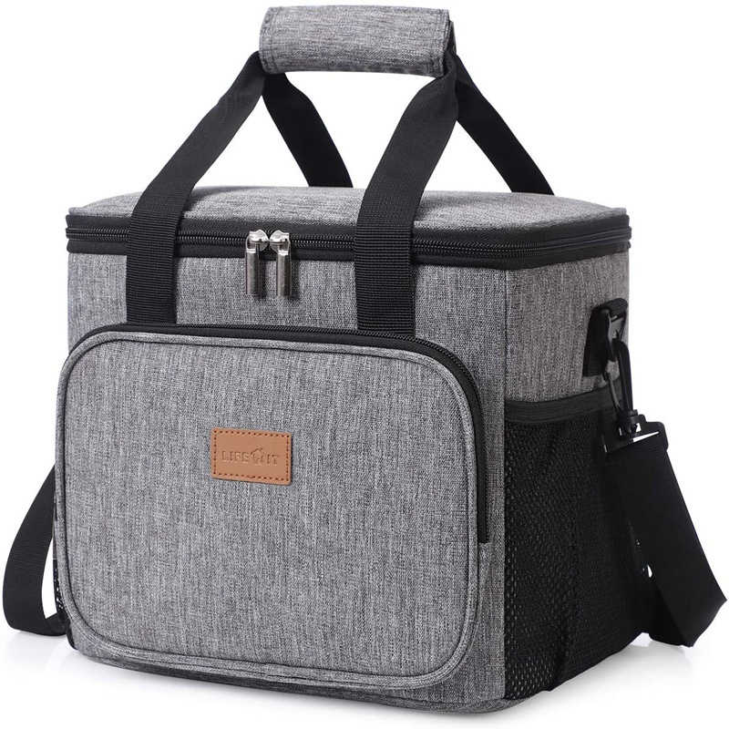Amazon engrosado de gran capacidad portátil bolsa de picnic PEVA bolsa de hielo al aire libre bolsa de hombro impermeable aislante