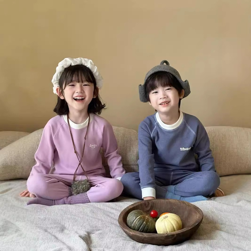New Children's Velvet Thermal Underwear suit Boys and Girls Autumn and Winter Pajamas Home Clothes Children's Autumn Clothes and Pants