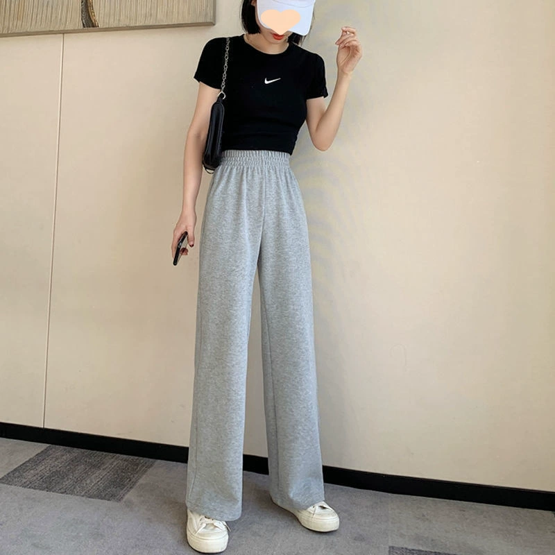 2025 новых повседневных брюк для женщин, свободные спортивные штаны в корейском стиле с высокой талией для женщин, универсальные утягивающие брюки