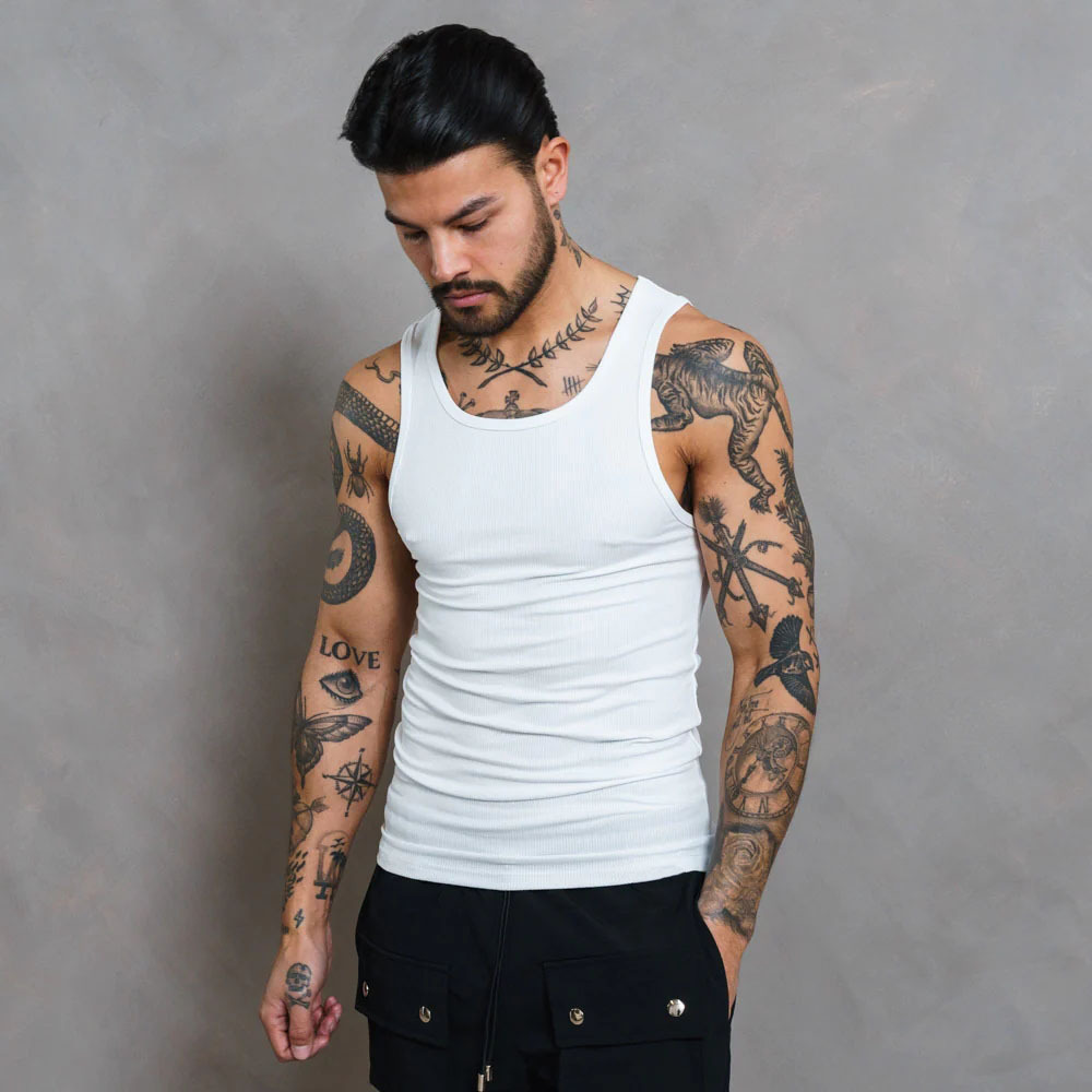 Men's Sports Tank Striped Thread American High Elastic Tight Sports Tank for Men's Summer Running Racerback Quick Drying Fitness_voghion.com