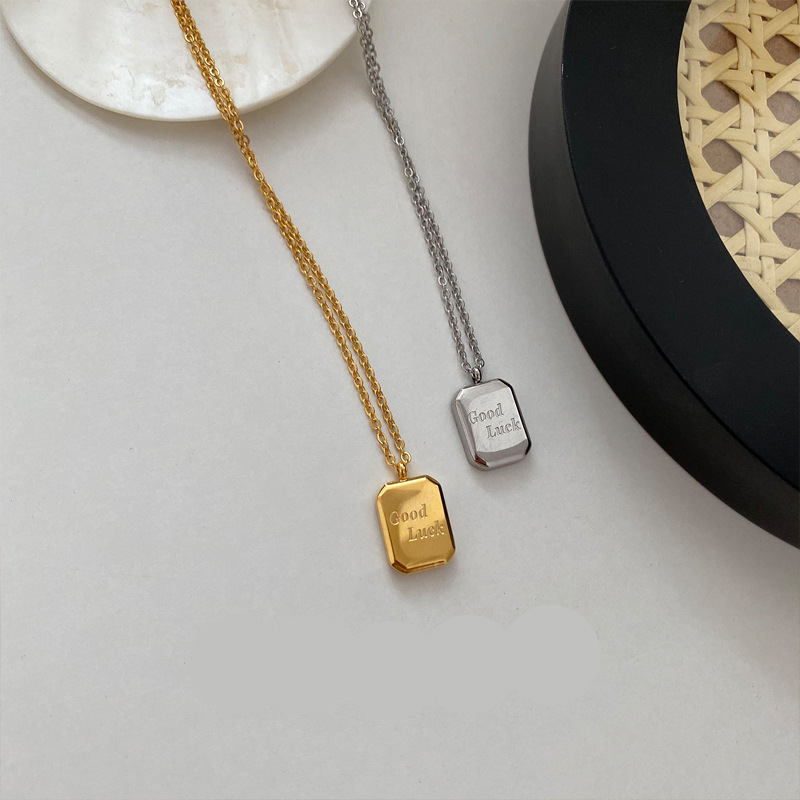 Holiday Occasion Titanium Steel Material Fashion Geometric Letter Titanium Steel Necklace 1 Piece