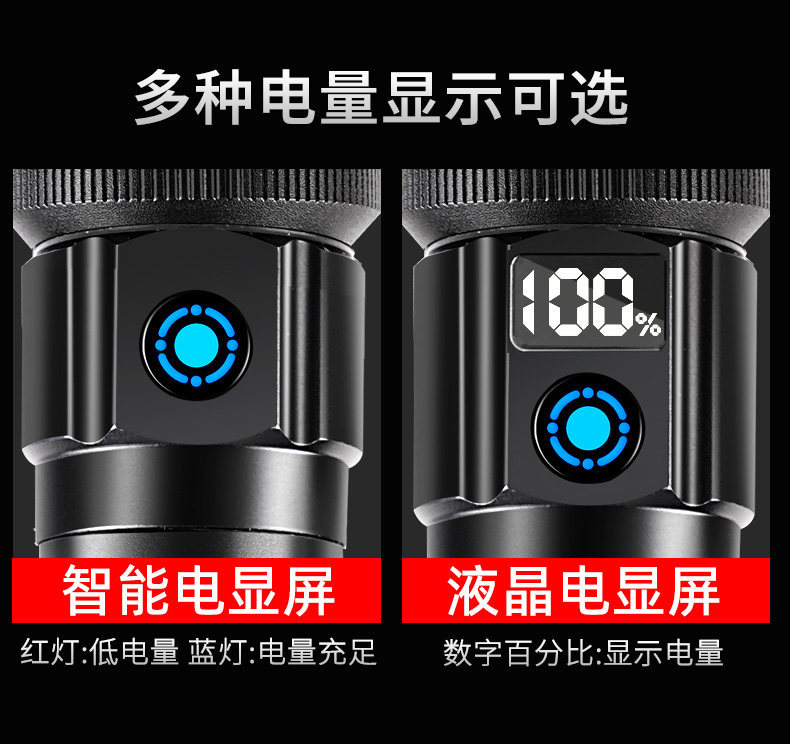 6 New High-Intensity Flashlights, Ultra-Bright, Large-Capacity, Military-Grade, High-Power, Rechargeable, Outdoor, Small and Portable