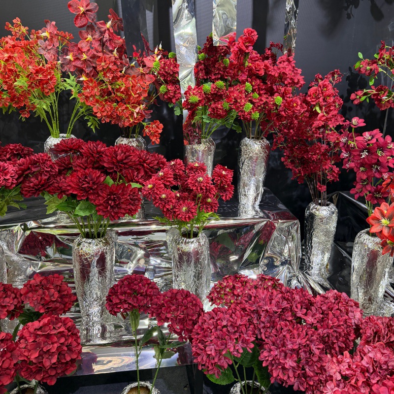 새로운 붉은 인공 꽃 야외 결혼식 결혼식 배경 벽 장식 꽃 집 거실 장식 가짜 꽃 도매