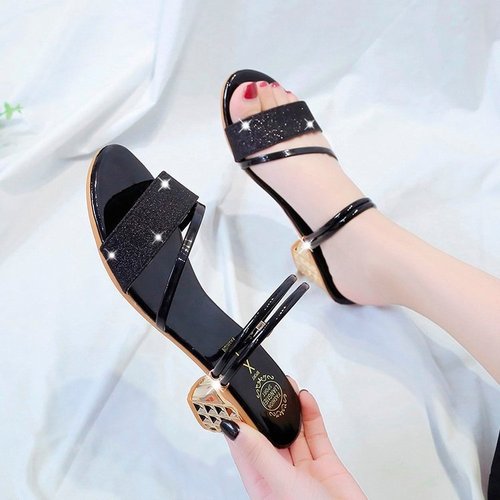  High Heel Sandals Elegant Lady Style Simple One-Piece Two-Way Fashion Summer Women's Shoes Mid Heel