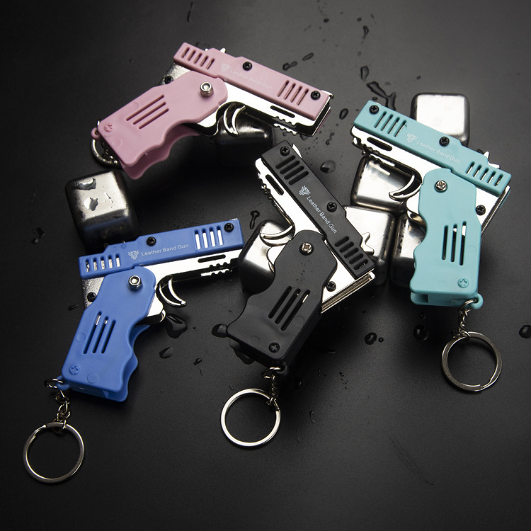 Folding hair rope, full metal toy, gun for boys, keychain, soft bullet, shotgun, automatic shooting