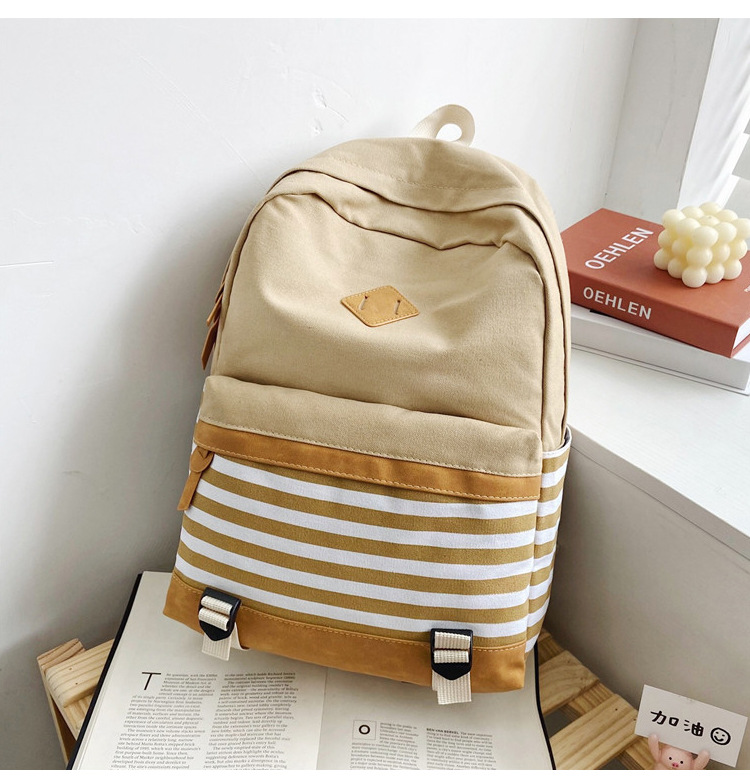 Stripes Large Capacity Fashion Canvas Backpack Wholesale Nihaojewelry display picture 8