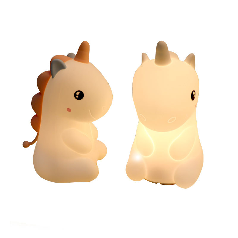 Lámpara de silicona con luz nocturna para niños, luz ambiental navideña, lámpara de noche con dibujos animados de animales, personalizable.