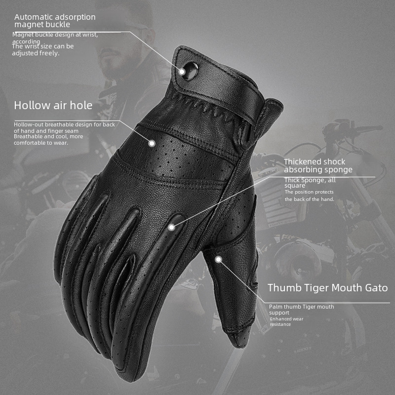 Mănuși de călărie din piele de oaie, cu ecran tactil anti-cădere, protecție solară, respirabile, pentru motociclete și mașini electrice, producători en-gros_voghion.com