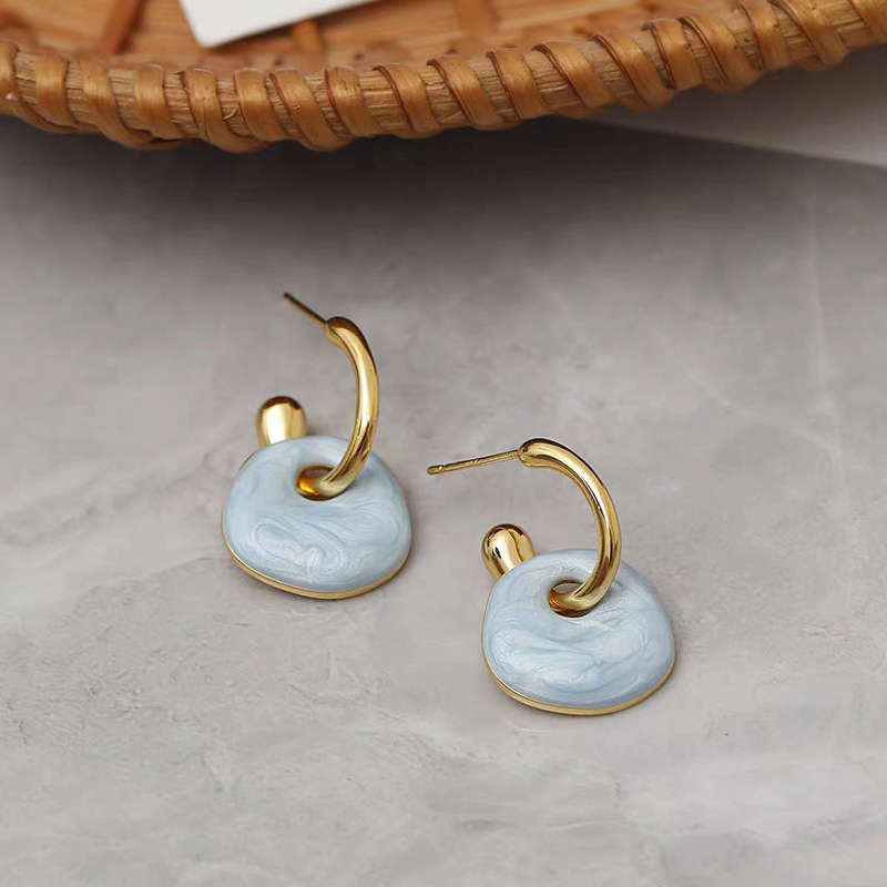 1 Pair Retro Round Enamel Copper Drop Earrings display picture 3