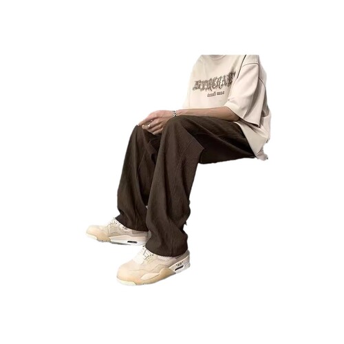 Relaxed casual pants for men, Korean style, trendy and versatile pants, summer thin model, falling sense wide-leg ground-length pants