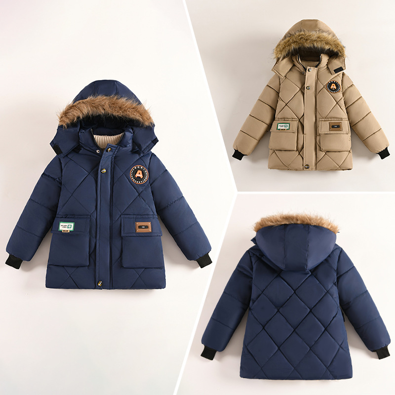 Boys' Winter Coat, Trendy Cotton Jacket for Boys, New Foreign Trade Style, Thickened Cotton Clothing for Boys to Wear Outside in Winter Boys' Winter Coat, Trendy Cotton Jacket for Boys, New Foreign Trade Style, Thickened Cotton Clothing for Boys to Wear Outside in Winter