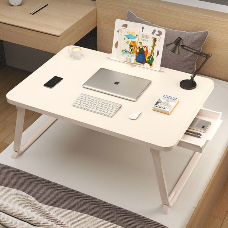 Small Bed Table, Bay Window Folding Table, Student Bedside Dormitory Desk, Laptop Stand, Office Desk for Lazy People