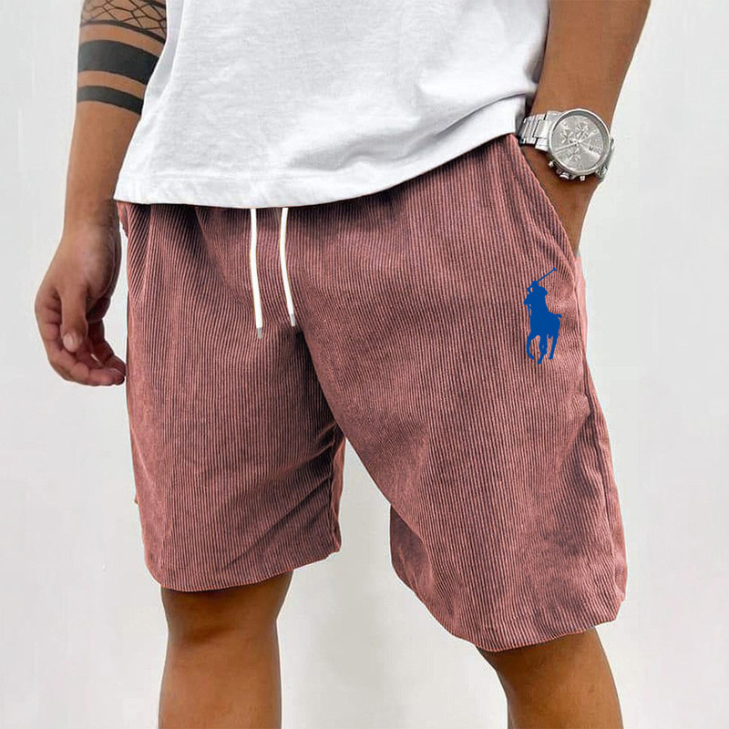 Foreign trade summer men's corduroy embroidered pattern shorts, outdoor jogging beach shorts, fashionable fitness shorts Foreign trade summer men's corduroy embroidered pattern shorts, outdoor jogging beach shorts, fashionable fitness shorts