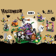 楽楽兄弟9030-92ハロウィーンカボチャ灯キャンディー屋は積み木玩具を組み立てて子供の男の子を飾る
