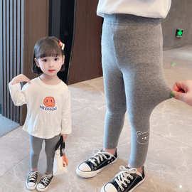 女宝宝德绒打底裤外穿2024女童春秋装新款小童休闲修身裤子洋气潮