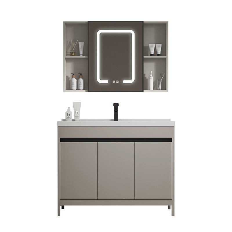 Gabinete de baño de piso de aluminio espacial combinación de inodoro cerámico moderno y minimalista lavabo de lavabo