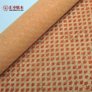 格子纹自然软木布冲孔 软木瑜伽垫箱包鞋帽面料 软木皮革卷材加工