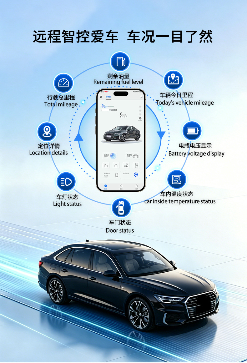 Car Key Suitable for Audi Q5A4L, with Sensor Keyless Entry, Remote Start, Digital Key, and Mobile Phone Control