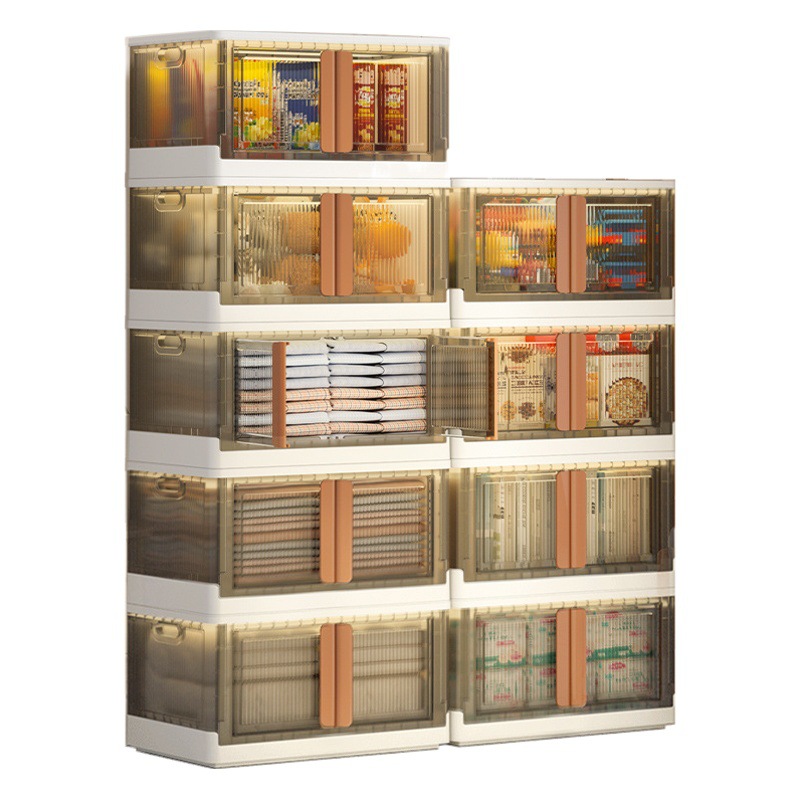 Estante de almacenamiento plegable multicapa con puertas, estante de almacenamiento para cocina doméstica, estante de almacenamiento multifuncional para horno microondas de pie, estante para ollas