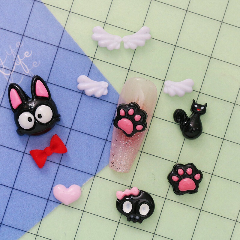 Nail accessories cartoon skull kitten series wear nail decoration accessories super cute nail accessories