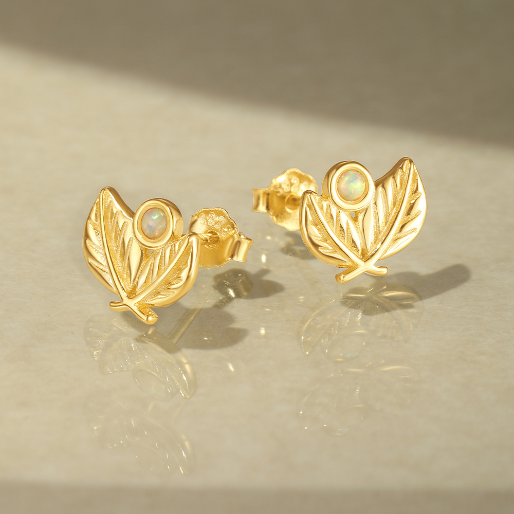 2g Weight 925 Sterling Silver Ear Needle Material Opal, Zircon Inlay Material Drop Earrings, Ear Studs Classification 1 Pair Quantity Holiday, Daily Occasion 925 Sterling Silver Material Leaf, Butterfly Pattern Women's Gender Plating Design Simple Style Style 1 Pair 925 Sterling Silver Opal Zircon 925 Sterling Silver Earrings Leaf Butterfly Drop Earrings Ear Studs 11