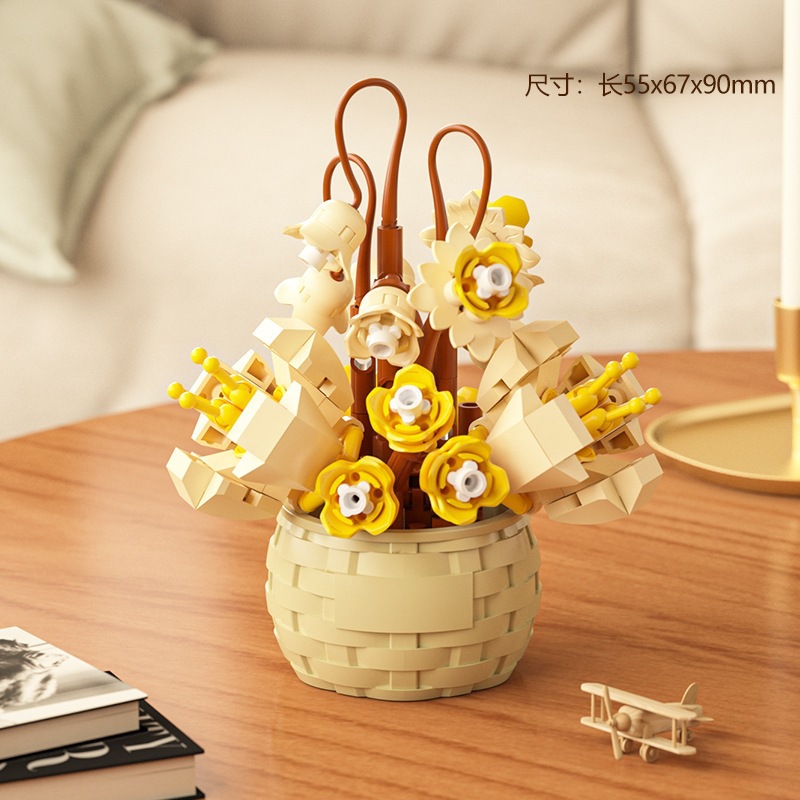 Chao Le Chuang 7345 - 7348 flores interestelares arco iris ramo de flores ensamblaje bloques de construcción juguetes para niños niñas rompecabezas adornos