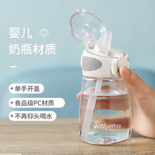 水杯女学生高颜值简约可爱儿童水杯便携耐摔随手杯提环刻度吸管杯
