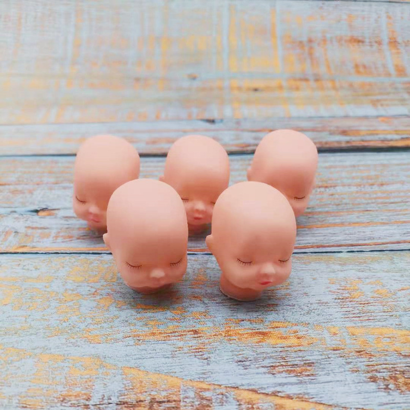 Vinyl Doll Head Sleep Doll Head Eye Closed Doll Head DIY Creative Keychain Jewelry Toy Accessories