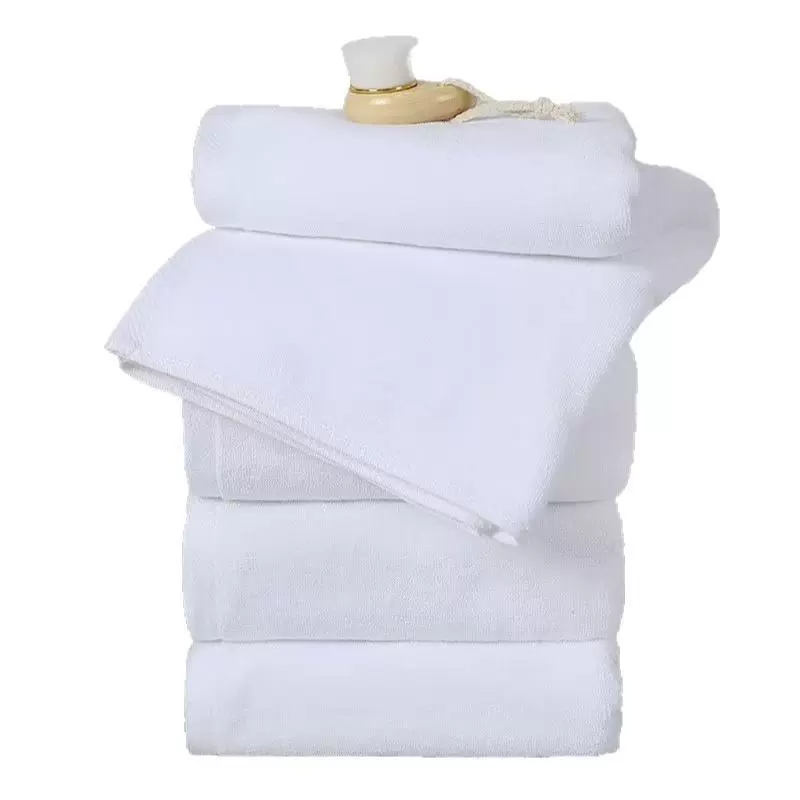 21/32股白浴巾500g纯棉批发酒店白色毛巾70*140民宿宾馆洗浴游泳
