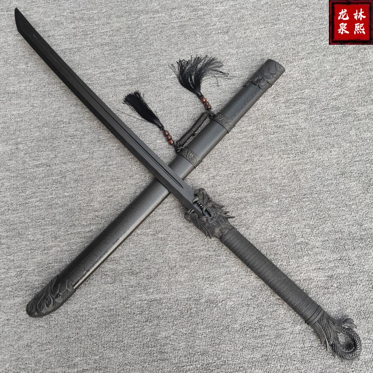 木质绣春刀唐横刀雁翎刀竹刀训练习木刀带鞘宝刀儿童玩具木剑道具