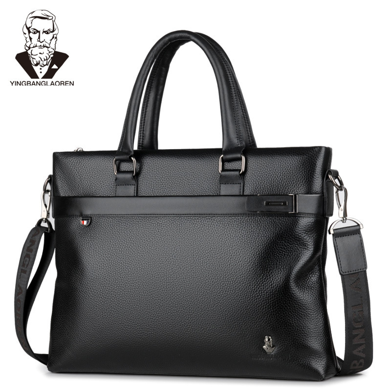 New Men's Handbag First-Layer Cowhide Business Briefcase Large-Capacity Genuine Leather Shoulder Crossbody Computer Bag Men's Style New Men's Handbag First-Layer Cowhide Business Briefcase Large-Capacity Genuine Leather Shoulder Crossbody Computer Bag Men's Style