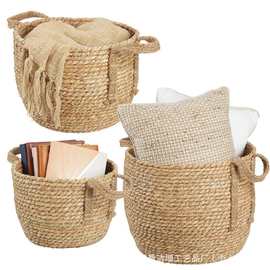 超大草编热卖蒲草收纳篮脏衣服篮创意家居编织篮子阳台客厅置物框