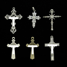 复古银念珠项链配件DIY饰品 亚马逊虾皮跨境 大号吊坠压铸锌合金