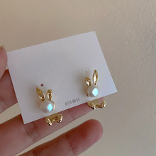 一款两戴珍珠金属小兔子耳钉女小众复古个性简约百搭气质耳环耳饰