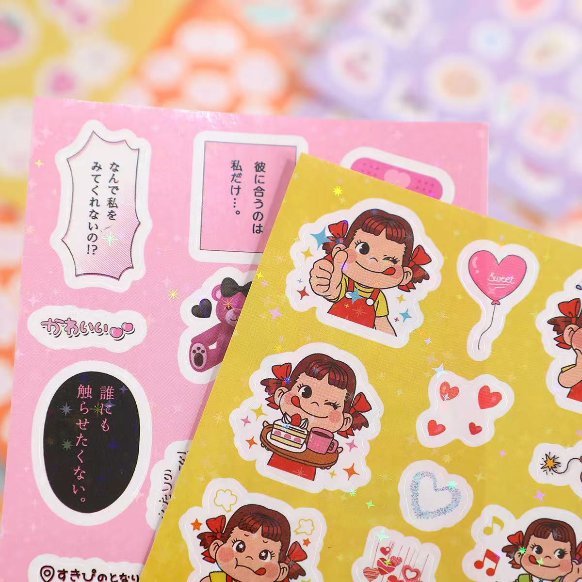 100 pegatinas de película de corte no repetitivas Simbel trébol de cuatro hojas Kitty Rilafty Tomate Series Pegatinas de dibujos animados