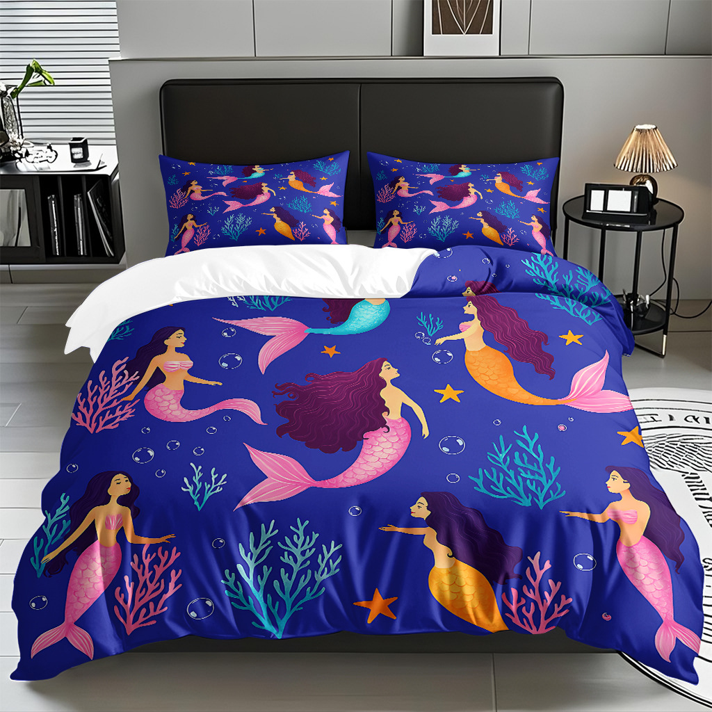 TEMU / JIT transfronterizo dibujos animados sirena digital impresión quilt kit fuente fábrica directa