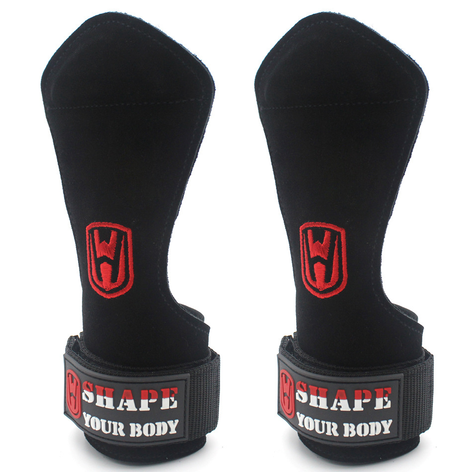 Cinturón de refuerzo de piel de vaca de peso duro, protector de palma, protector de muñeca, cinturón de agarre para hombres y mujeres, guantes de fitness, barra horizontal, pull up, protector de manos