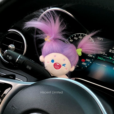 doll car accessories ornaments women, Sürətlər qutusu və əl tormozu başlıqları - genuine-huai-block-decoration-purple-hair-mermaid