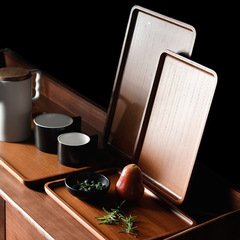 荔枝海碳化櫸木托盤日式木製酒店餐廳下午茶長方形點心盤水杯盤子